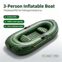 Bateau de pêche gonflable en PVC 188 cm, épaisseur 0,45 mm, vert, portable, avec pagaies, pompe et kit de réparation pour rivière et lac
