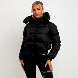 <b>Women</b>’s Premium <b>Crop</b> <b>Puffer</b> <b>Jacket</b> Custom Casual Outdoor Wear For <b>Women's</b> Windproof Zipper Closure Side Pockets <b>Women's</b> Coat - Product Image 1