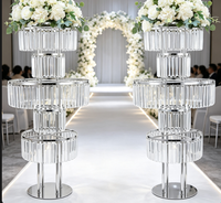 Support à fleurs moderne en acrylique de luxe à 5 niveaux, 110 cm de haut, pour mariage, fête, événement, décoration sur pied