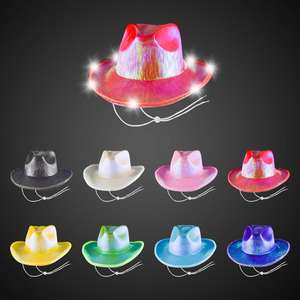 Disco inalámbrico luminoso LED <span class=keywords><strong>rosa</strong></span> brillo <span class=keywords><strong>novia</strong></span> vaquera sombrero brillo al por mayor fiesta de boda neón transparente LED sombrero de vaquero para mujeres y hombres - Product Image 3