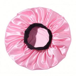 Large Satin Elastic Soft Band Jumbo Black Wide Edge Bonnet Night <b>Head</b> Cover <b>Silk</b> Hair <b>Wraps</b> Turbans Women Adults All Seasons - Product Image 2