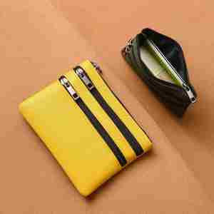 Mini <b>Canvas</b> Coin Purse and Key Holder, 3 Zipper Layer Fabric Pouch, Simple Student <b>Wallet</b> for Travel and Promotional Gifts - Product Image 2