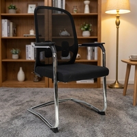 Chaise de formation en maille respirante, base cantilever chromée, accoudoir fixe, sans roulettes, pour étudiants, salles de classe, bureaux et visiteurs