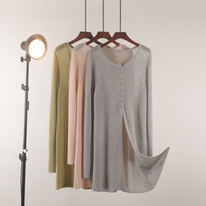 Haut fendu mi-long français pour femmes été Vintage glace soie crème solaire tricot Unique mi-long vêtements d'extérieur Vintage <span class=keywords><strong>Abaya</strong></span> Design - Product Image 1