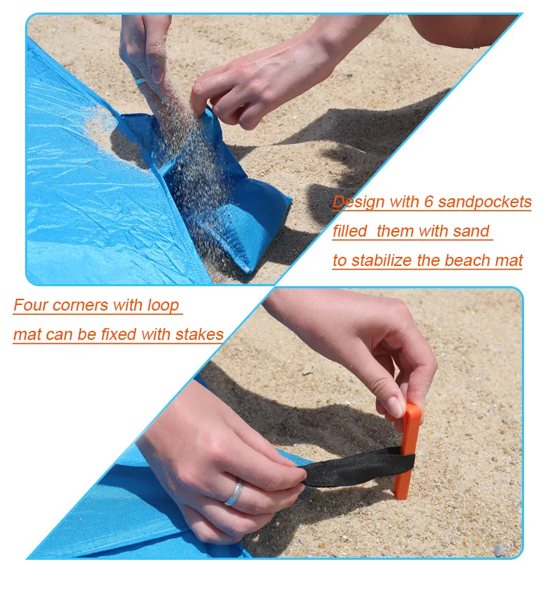Quá Khổ cát bãi biển miễn phí Mat không thấm nước cát-proof cắm trại bãi biển chăn Túi Dã Ngoại Mat di động