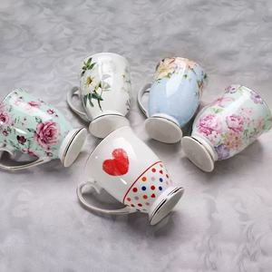 เครื่องล้างจาน301-400มล. ปลอดภัยสำหรับไมโครเวฟกาแฟยามบ่ายดีไซน์ลายดอกไม้ทันสมัยจากกระดูกจีนแบบนอร์ดิกสไตล์เรียบง่าย - Product Image 3