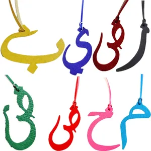 Fascino della borsa delle donne delle signore del pendente dello zaino della catena chiave della lettera araba dell'alfabeto del carattere del cuoio genuino di lusso su ordine