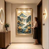 Décoration Murale Cascade de Fleurs Luxueuse - Grande Peinture Paysagère Chinoise Moderne Modèle W136 d'Origine Chine pour Entrée