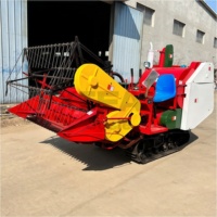 Moissonneuse-batteuse mini 4-en-1 sur chenilles pour riz, blé, maïs et soja, pour utilisation sur rizières humides et sèches