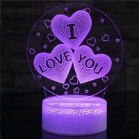 Veilleuse LED créative décorative 3D en acrylique, 1000 motifs personnalisables, 1/3/7/16 couleurs, télécommande