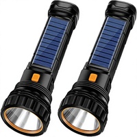 Linterna LED de Mano E-SHIDAI Solar/Recargable de 1000 Lúmenes, Impermeable, con Luz Estroboscópica de Emergencia, Garantía de 12 Años (2 Piezas)