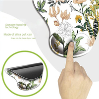 Petit tapis de souris ergonomique personnalisé à fleurs avec repose-poignet Tapis d'ordinateur en caoutchouc antidérapant sur la surface de la table