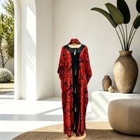 Robe longue ample en coton à manches chauve-souris avec hijab, style kaftan africain grande taille pour femmes musulmanes, motif floral, patchwork, collection été – Offre spéciale