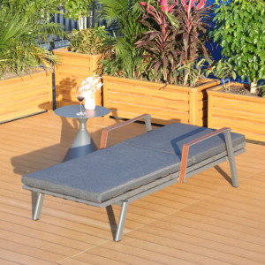 Chaise longue de plage en aluminium haut de gamme, moderne, durable et tendance, avec coussin en mousse haute densité - Product Image 6