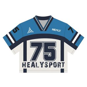 Camisetas de fútbol vintage de talla grande para mujer, camiseta recortada cuadrada con cuello en V de poliéster de malla de alta calidad para mujer - Product Image 1