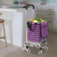 Chariot de supermarché pliable Chariot d'escalade urbain Panier d'épicerie Blanchisserie Shopping Handcart Chariot à roulettes portable en acier inoxydable