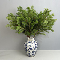 Vente en gros de brindilles artificielles de pruche de 28 pouces, feuilles de pin en PE réalistes pour couronnes de Noël, arrangements floraux de fêtes, fausse branche de pruche