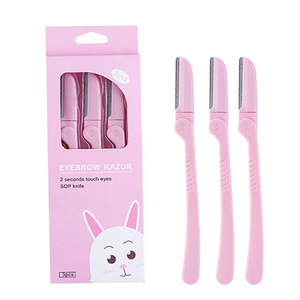 Rasoir et tondeuse à sourcils pliables portables en ABS, ensemble de 3 pièces avec protection de sécurité en maille pour les soins personnels et le maquillage - Product Image 5
