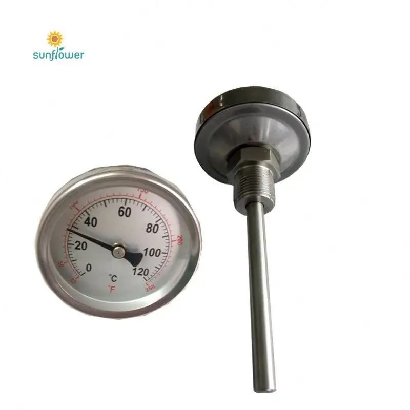 Termômetro bimetal para medição de temperatura, indicador de girassol para água 0-250 deg f/-20-0-120, termômetro industrial de medição de temperatura