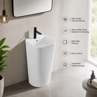 Vasque sur pied élégante en céramique pour salle de bain, vente en gros