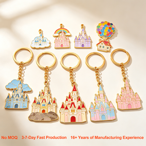 Ciondolo Personalizzato in Metallo, Charm Smaltato a Doppio Uso a Forma di Castello Cartoonesco per Promozioni all'Ingrosso - Product Image 1