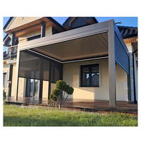 Pergola Bioclimatique Motorisée à Lames Orientables en Alliage d'Aluminium - Imperméable, Résistante au Vent, Thermolaquée, Facile à Assembler, Style Naturel Chinois