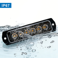 Auto-Blitzleuchte mit 6 LEDs Bernsteinfarben Aufputz-Notfallwarnleuchte 12/24V Universelle Passform für Fahrzeuge & LKWs