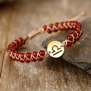 Pulsera de constelación de piedra natural con dije de Leo, regalo de joyería unisex - Product Image 2