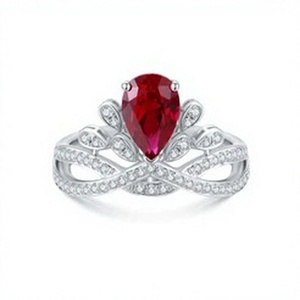 Hermoso Anillo de Plata de Ley 925 con Diamante Cultivado en Laboratorio en Forma de Pera para Mujer, Elegante Anillo de Compromiso y Boda de Lujo - Product Image 1