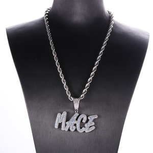 Collar con Colgante de Letras Inglesas Mayúsculas Retro con Circonitas, Estilo Hip Hop Europeo y Americano, Gran Venta, para Mujeres y Hombres, Regalo - Product Image 6