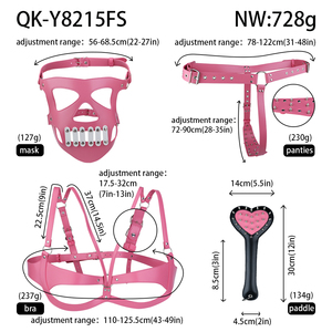 Ensemble de harnais corporel BDSM rose et noir pour femmes avec design clouté, stimulation sensorielle légère, fabriqué en cuir PU de qualité supérieure - Product Image 6