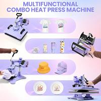 Nouvelle presse à chaud 5 en 1 de 29*38 cm (12x15 pouces) pour t-shirts, machine de transfert de chaleur multifonctionnelle pour chemises, violette