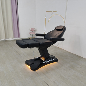 Moderna Camilla de Masaje para Salón de Belleza, Clínica Dental, Color Negro, de Lujo, con 3 Motores Eléctricos, Extensible, para Tratamientos Faciales y Spa, con Control de Pie - Product Image 5