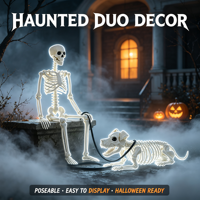 Squelette de chien en plastique de 90 cm et 165 cm, support de déguisement moderne et terrifiant pour Halloween, jouet d'horreur pour adulte, idéal pour cosplay, mascarade, festival, maison