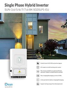 สำหรับระบบไฮบริดโซลาร์เซลล์ 6 กิโลวัตต์ เฟสเดียว SUN-6K-SG05LP1-EU WiFi IP65 สำหรับใช้ในบ้าน 48V ประสิทธิภาพ 97.6% 99% MPPT 220/230V SUN-6K-SG05LP1-EU - Product Image 5