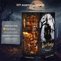 Kit de bricolage de niche à livres de luxe fait main, écologique et le plus vendu de Dark Family, puzzle 3D en bois, kit de maison miniature avec éclairage LED pour étagère