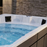 DSL-466A 3-Personen Endlos-Schwimmbecken für den Außenbereich, beheizter Pool mit Balboa-Steuerung, LED-Massage, 7KW