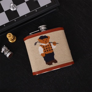 4oz Promotie RVS Hipflask met Lederen Etui - Product Image 3