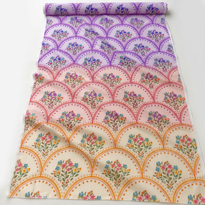 Tela de Vestido Botánica Premium de Algodón Orgánico Ecológico de Lujo, Popelina Art Deco con Estampado Floral - Product Image 1