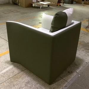 Sillón Moderno Personalizado con Bloques de Color en Cuero Sintético Blanco y Oliva <span class=keywords><strong>para</strong></span> Salas de Estar de Lujo y Proyectos Residenciales de Alta Gama - Product Image 3