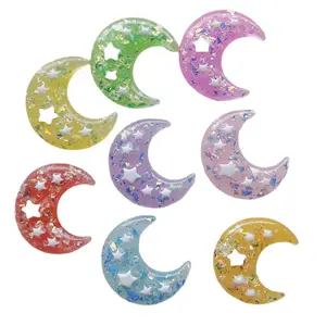 Cartoon Shining Moon Stars Resin Charms For Mobile Phone DIY Material