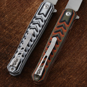 Bochen 포켓 물고기 비늘 모양 손잡이 D2 블레이드 접는 칼 사냥 생존 전술 등산 캠핑 칼 - Product Image 6