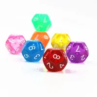 Dés en acrylique transparents numériques pour jeux de bar et divertissement, polyèdre à 12 faces, vente en gros