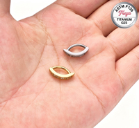 14G F136 Titanlegierung Piercing mit Zirkonia, zierlicher Reverse-Click-Bauchnabelpiercing, G23 Zirkon-Inlay, Schnapp-Nabelring ohne Schraube