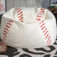Fauteuil pouf pour enfant PIOEN 2,5 pieds, style moderne, en peluche douce de polyester, design baseball, housse uniquement
