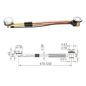 Ống Thoát Nước Bồn Tắm Tràn Kiểm Soát Dây Bánh Xe Tay Bật Lên Bằng Đồng Thau - Product Image 4