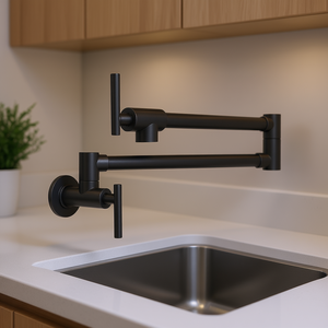 Grifo de Cocina de Pared DB, Acero Inoxidable, Plegable, Estilo Contemporáneo, Agua Fría y Caliente, 2 Manijas - Product Image 2