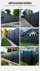 Pannelli per Recinzione Privacy in Alluminio Nero Resistente, Verniciati a Polvere per Villa, Cortile, Terrazza, <span class=keywords><strong>Giardino</strong></span>, Protezione Antiruggine 10 Anni B2B - Product Image 2