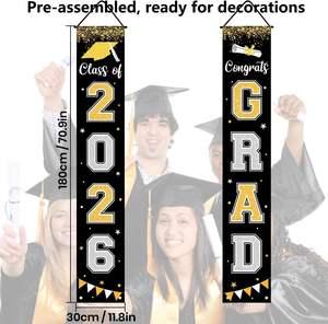 Bandera de tela para graduación Clase de 2026, letrero colgante de felicitación para graduado, decoración para puerta principal - Product Image 2