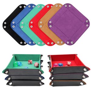 Modern Square Faux Leather & Velvet Storage <b>Box</b> Portable Folding Dice Rolling Tray RPG DND Tabletop Games Tableware Organizer - Product Image 1